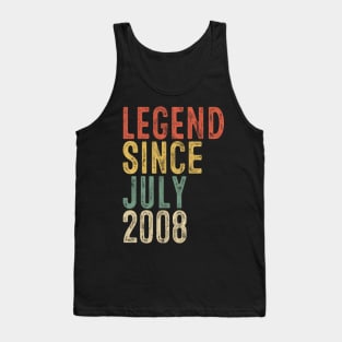 Legend Since July 2008 12th Birthday Gift 12 Year Old Tank Top